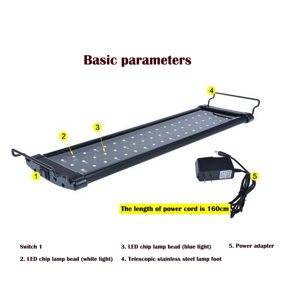 30cm led akvarielys top akvarium lys lampe multi-farve justerbar koral vand græs landskabspleje plante belysning lampe