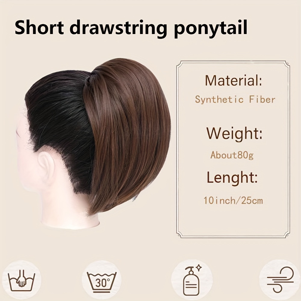 Postizo sintético de moño alto recto para mujer, extensión de cola de caballo con cordón , fácil de usar, moño de pelo de