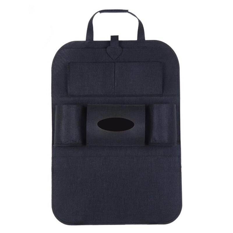 Organizador Universal para almacenaje para asiento trasero de coche, bolsa de almacenamiento de fieltro elástico para maletero, organizador con 6 bolsillos, accesorios para coche colgantes, 1 ud.: Black