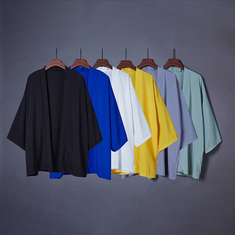 Spring Summer Plain Color Coat Japanese Kimono Cardigan Kimono Haori For Woman Man Loose Thin Outer Garment