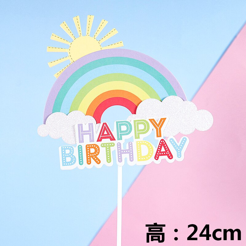 Cakelove Happy Birthday Cake Topper Cute Rainbow star sun Cloud Happy Birthday Cake Topper Flag Party Dessert Decoration Flags: rainbow 1