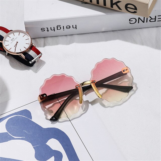 Gafas de sol polarizadas con marco de Metal para niños y niñas, marco de Metal infantiles con lentes de sol, con protección Uv400, para playa y verano: Pink-Round