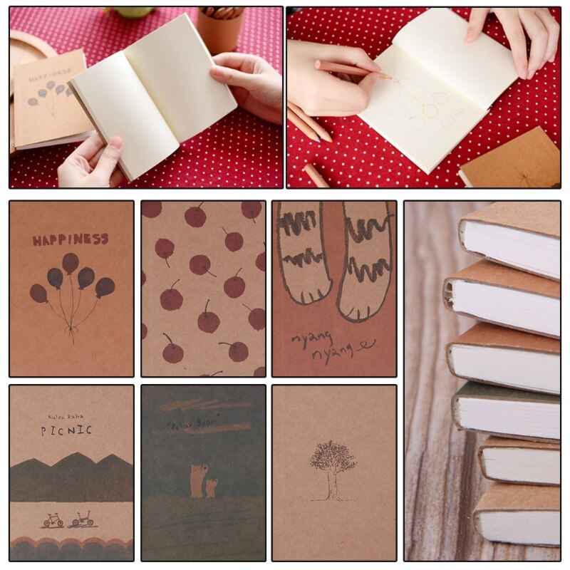 Notebook Blank Page Painting Paper Book Journal Diary Notepad Memo Pads Supplies