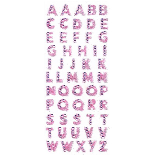 1 ark akryl glitter alfabet brev klistermærker selvklæbende abc az ord stick på scrapbooking & stempling klistermærker diy værktøj: Lyserød