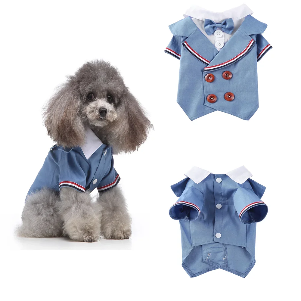 Gentleman Hond Kleren Kat Huisdier Trouwpak Leuke Cachorro Mascotas Pak Gestreepte Smokingvlinderdas Wedding Shirt Kostuum