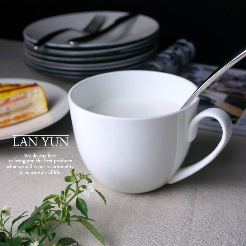 480 ML, tasse blanche simple de matin de porcelaine d'os, tasse de céréale de petit déjeuner de porcelaine, tasses en céramique tasses de café, grande tasse de thé de lait, gobelet