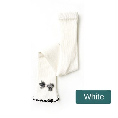 Dziewczęce legginsy dziecięce spodnie dla dziewczynek dziecięce legginsy dziecięce cukierki kolorowe spodnie kokarda bawełniana oddychająca wiosna jesień: biały / age 8-11Y