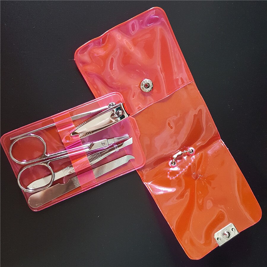 5pcs/set Stainless Steel Nail Tool Set Cuticle Nipper Spoon nail clipper scissor Beauty tool sets with PVC pouch