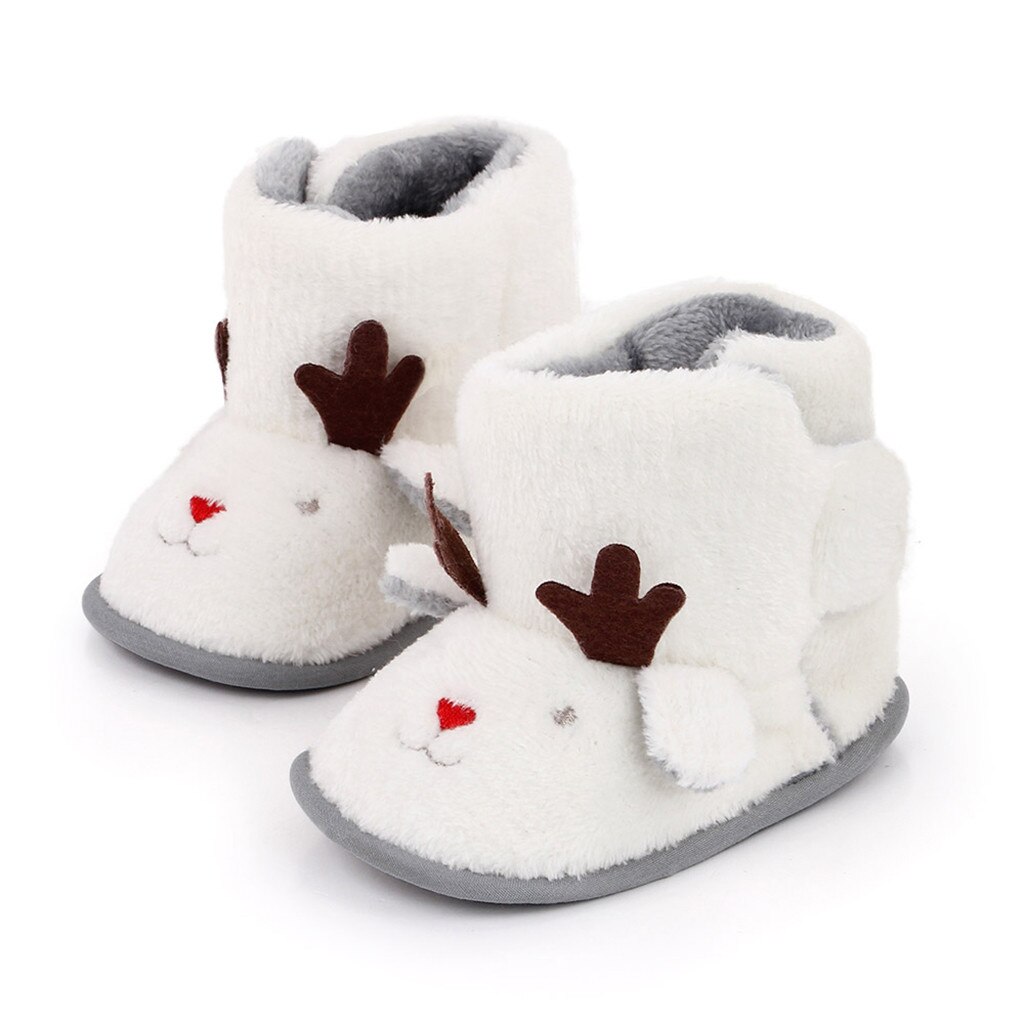 Elk bottes infantile filles noël intérieur à semelles souples princesse chaussures bébé marche chaussures hiver bottes chaudes botas nina invierno: WHITE / 13