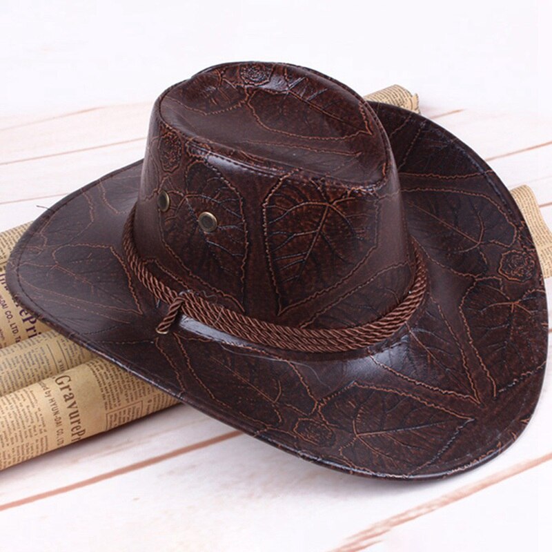 Mongolischen Grünland Hütte Leder Westlichen Hütte Western Cowboy Sonnenhut: HT1905CE