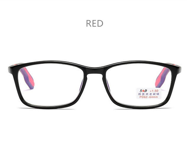 Uvlaik blauwlichtblokkerende leesbrillen voor dames en heren, presbyopische leesbrillen 1.0 1.5 2.0 2.5 3.0 3.5 4.0 presbyopiebrillen: +150 / Rood