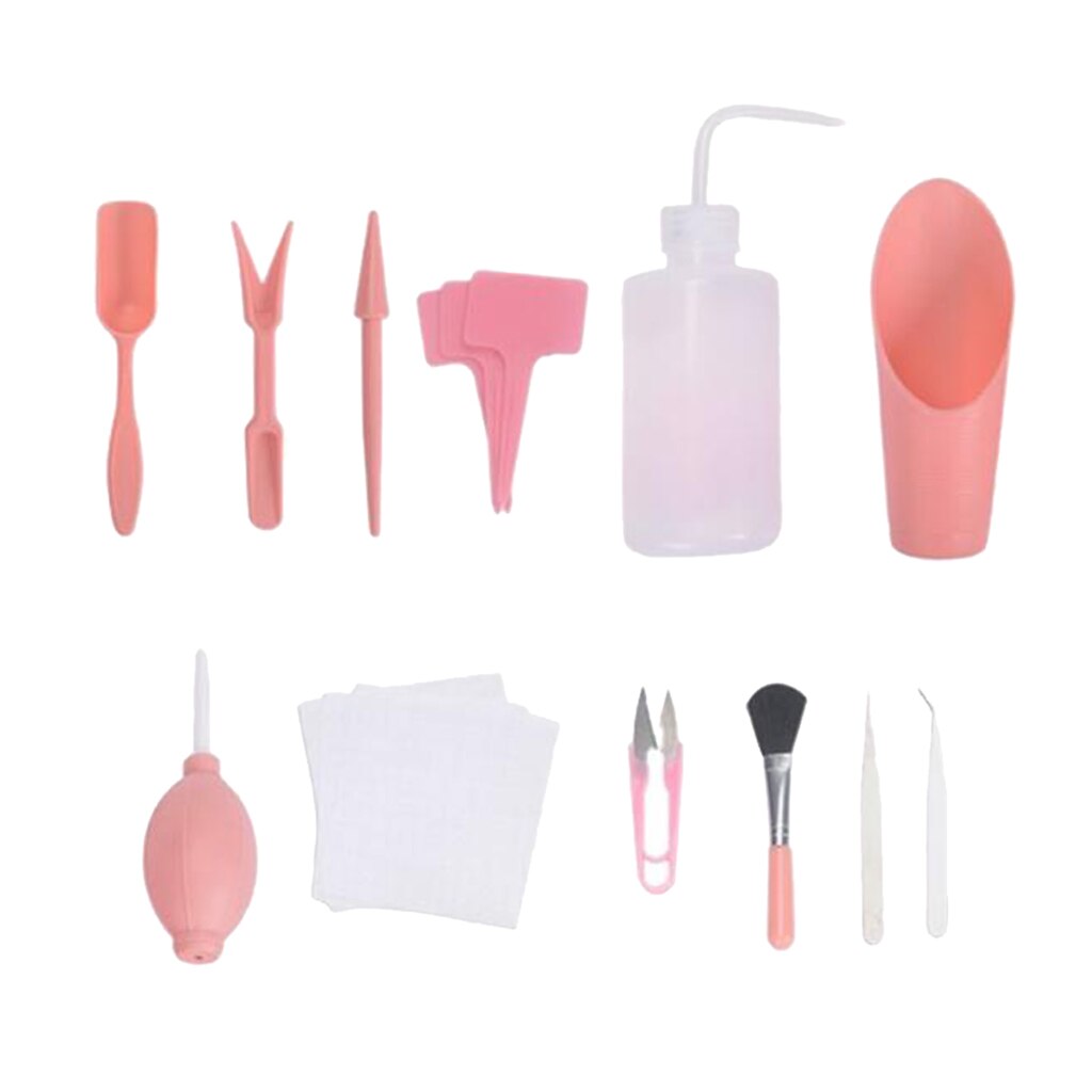 1 Set Indoor Mini Hand Gardening Tool DIY Miniature Fairy Garden Small Tools: Set of 12 Pink