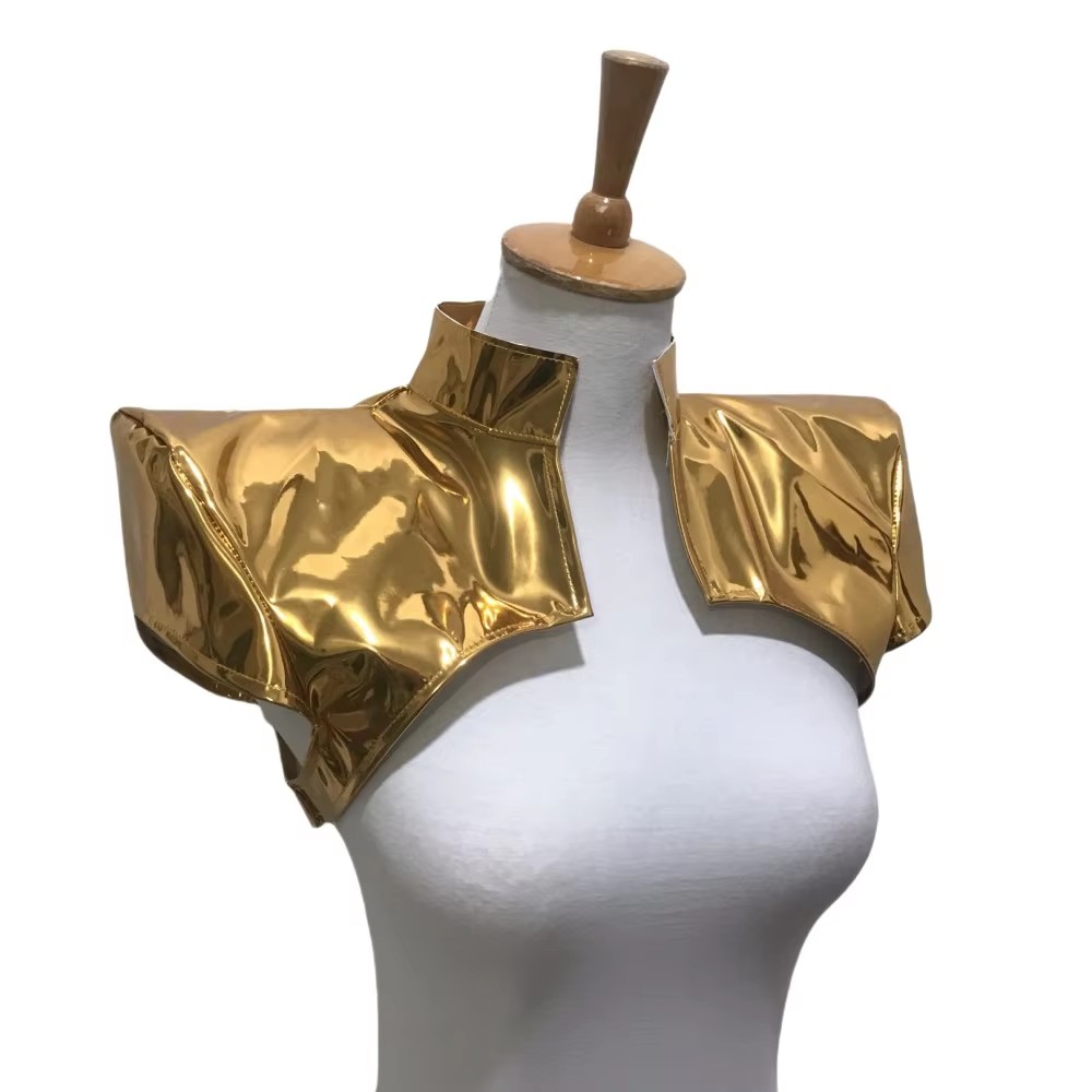 Schulter polster Rüstung Jazz Tanz Unisex Gold Silber Leder Weste männliche Frauen Tänzer Team Performance Kleidung Bar Bühnen zubehör