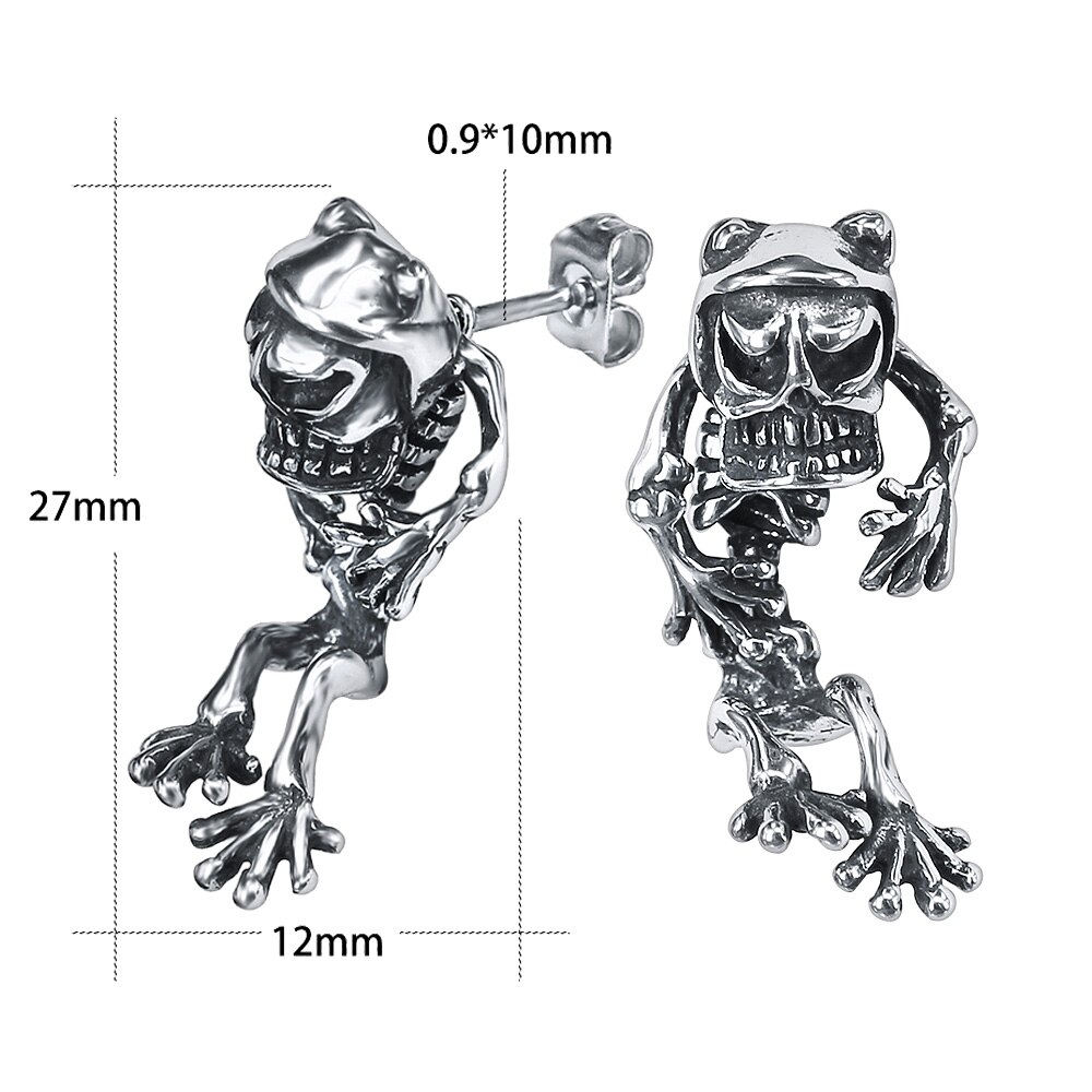 AOEDEJ Mens Punk Skull Stud Earrings 316L Stainless Steel Earrings Snake Hip Hop CZ Earrings Gothic Jewelry: F