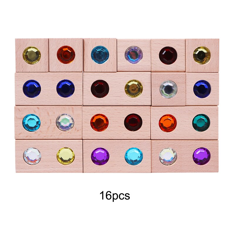 Bloques de gemas de juguete de madera, bloques de apilamiento de arcoíris, bloques de madera Natural, bloques educativos para niños, Speelgoed: 8pcs and 8pcs