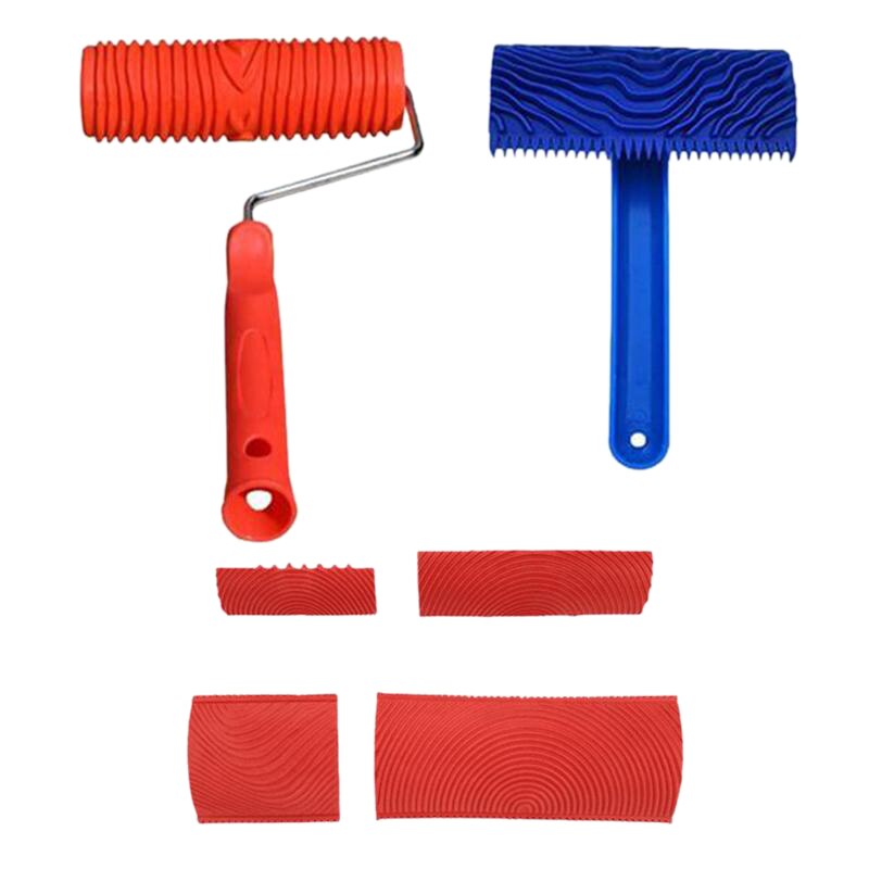 HLZS-6Pcs Wall Texture Art Painting Tool Set Wood Graining Painting Tool Art Wallpaper Imitation Wood Grain Tool