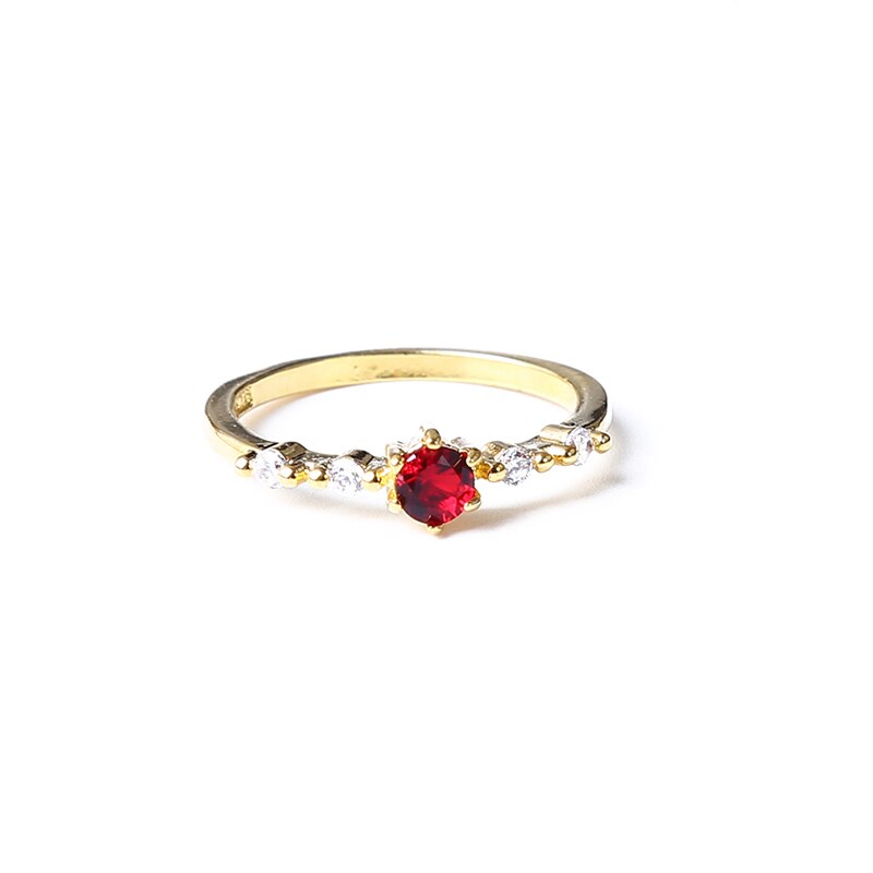 Anillo de rubí dorado para mujer, joyería sencilla, de cita, boda