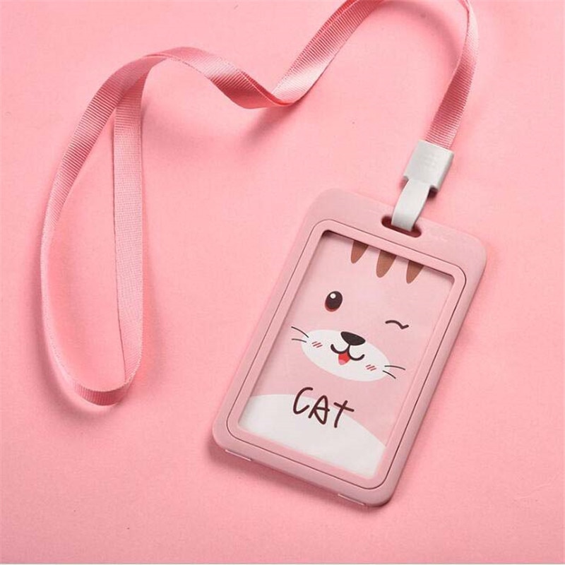 Kawaii Carino Cassa del Supporto di Carta di IDENTIFICAZIONE di Affari Del Fumetto autobus Della Copertura Della Carta di Credito Bancario in PVC Trasparente per il Capretto Studente Delle Donne Distintivo sacchetto del Regalo del sacchetto