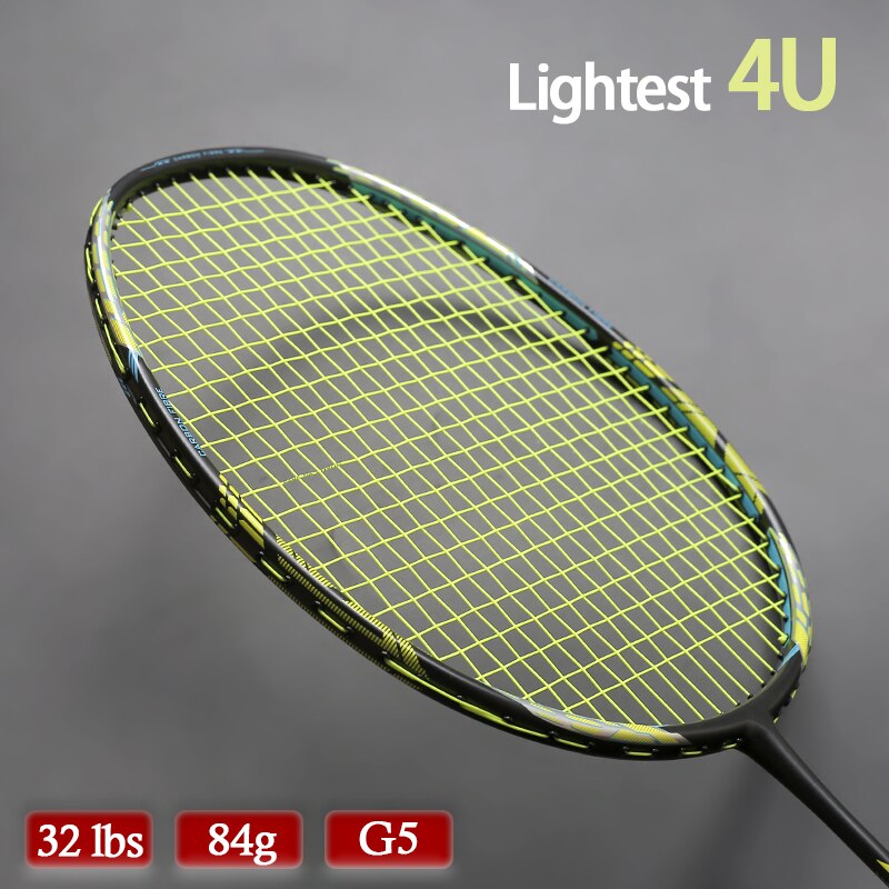 Carbon Fiber Strung Badminton Rackets Weight Light 4U 84g G5 Offensive Type Racquet 24-32LBS Rackets With Bags Speed Raquette