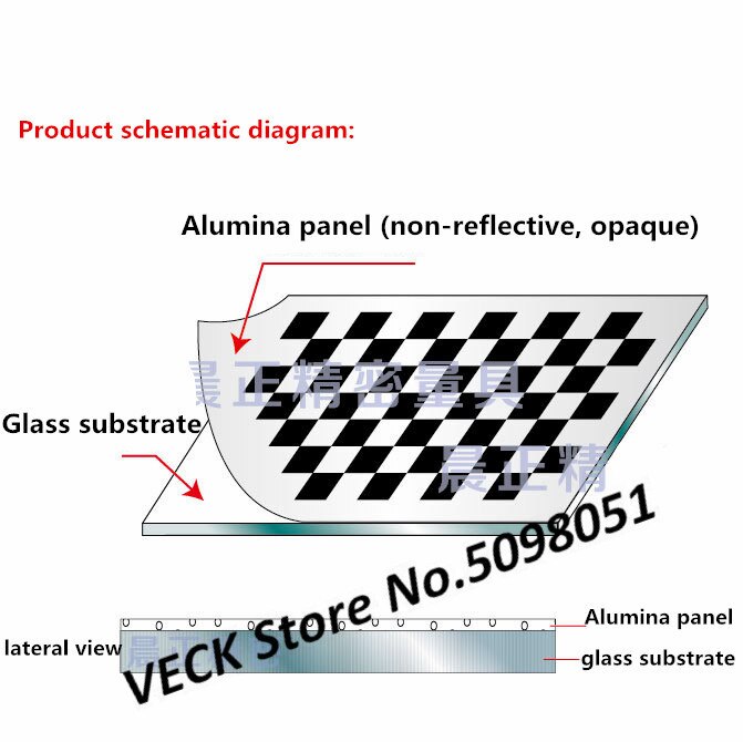Checkerboard Alumina Calibration Plate Diffuse Reflection Opacity Square Array 12*9mm Check Visual Optical Correction Board