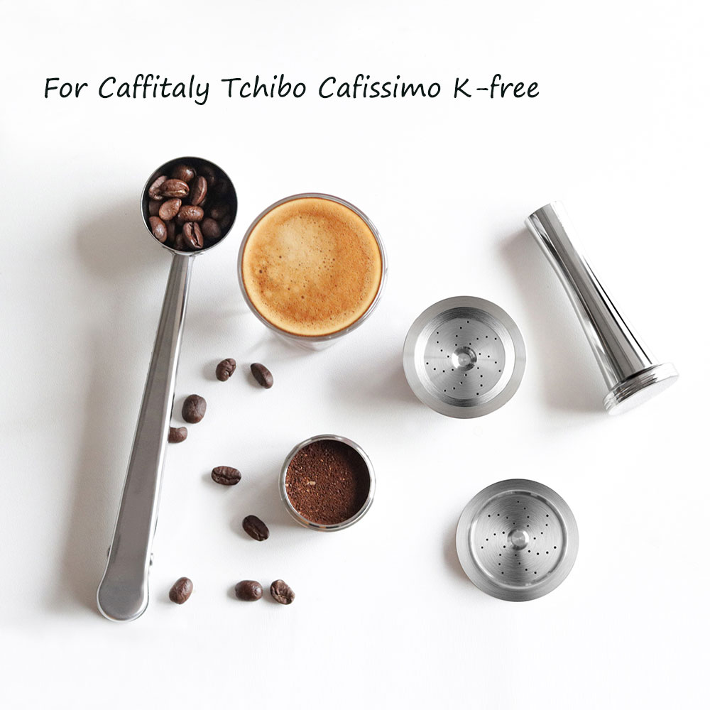 Herbruikbare Koffie Filters Compatibel Voor Caffitaly Tchibo Cafissimo Hervulbare Rvs Koffie Capsule Pod Withtamper Lepel