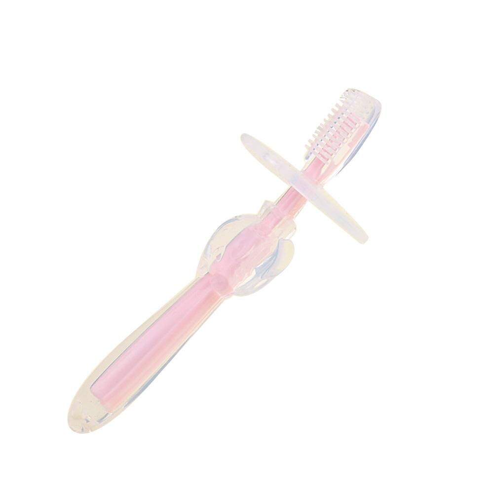 Kids Soft Silicone Oral Care Training Toothbrush with Security Round Slice