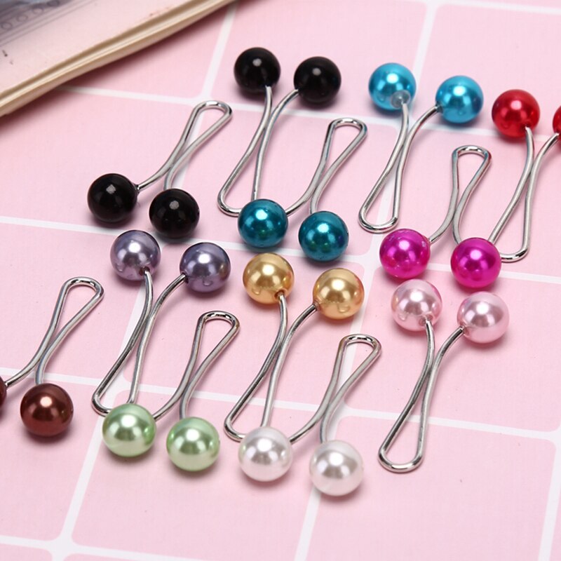 12 stücke Perle Schal Brosche Stift Kopftuch Schal Schal Dame Moslemischer Schal Hijab Clips