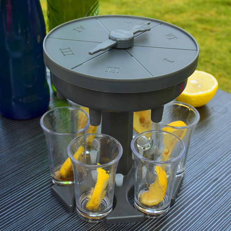 4-In-1 Wine Glass Beer Glass Dispenser With Game Turntable Dispenser Holder 6 Glass Dispensers Party Pour Drink Dispenser