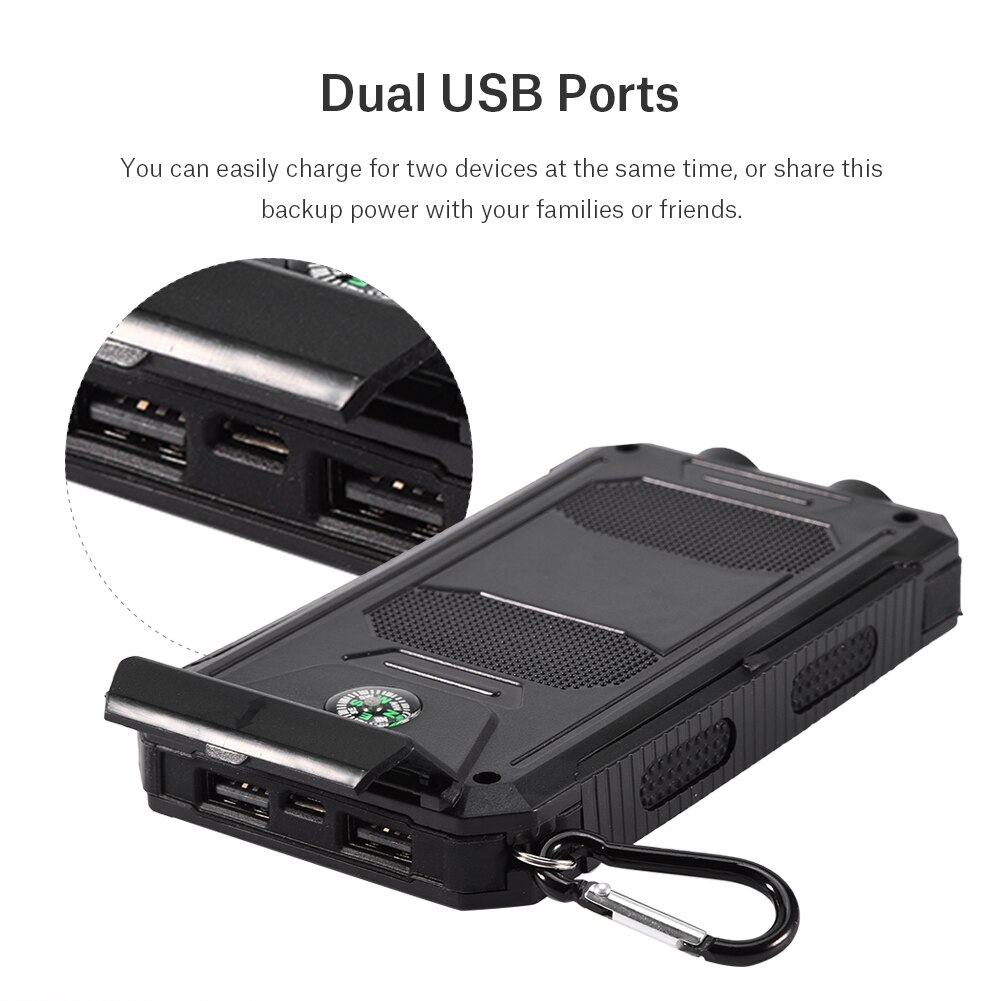 Without Battery Fast Charge Solar Power Bank Case DIY Kit Outdoor Dual USB Mobile Waterproof Power Bank Cases With Compass