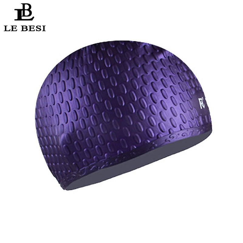Lebesi kvinner badehette boble partikler langt hår svømmebasseng lue elastisk badehette vanntett deksel øre badehette
