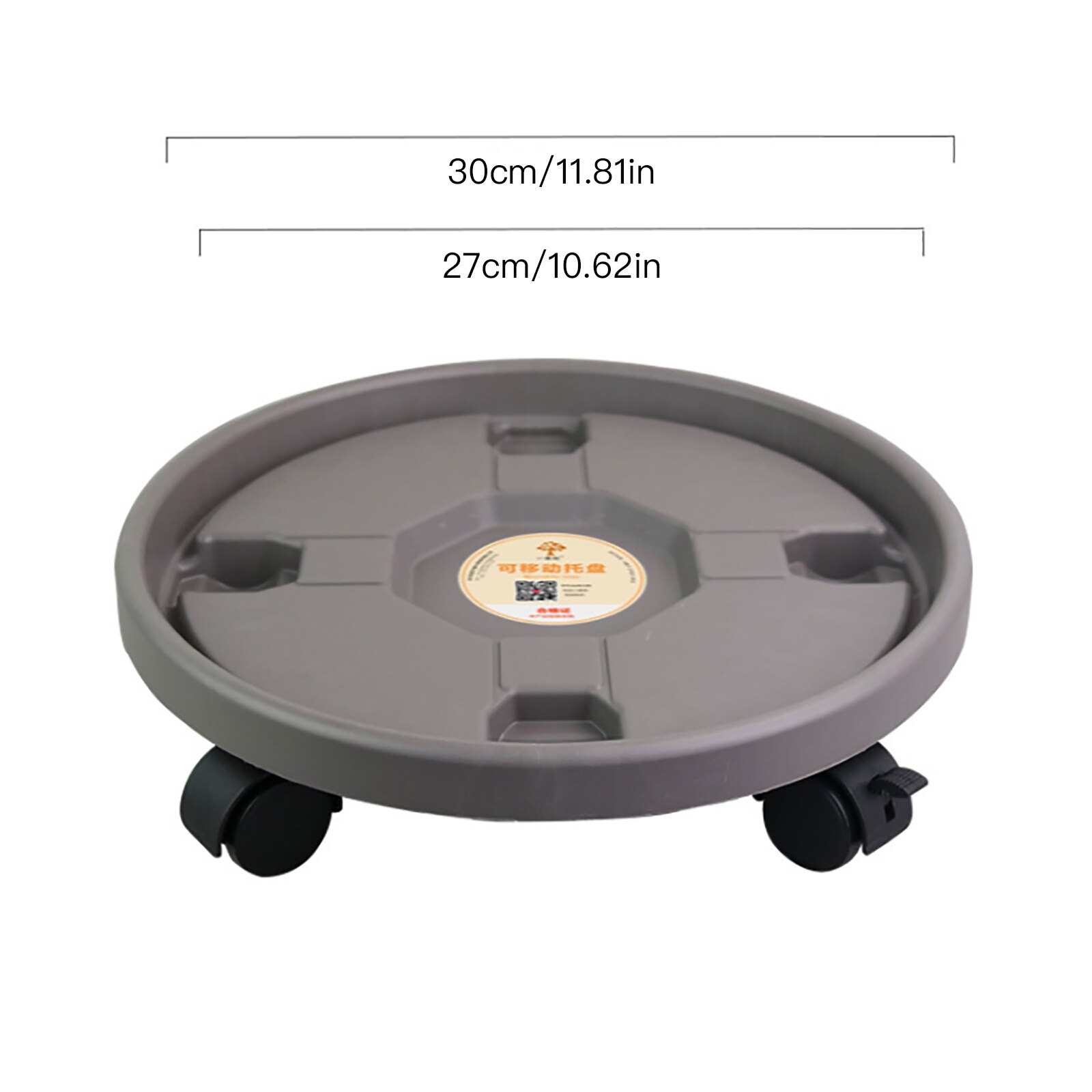Flower Pot Tray Round Plastic Tray Caster Wheels Pallet Tray Vase With Rollers Flower Plant Pot Holder: Grey 300