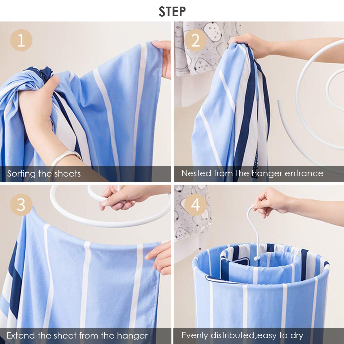 Multifunction Detachable Spiral Drying Rack Spiral Hanger For Drying Bed Sheet Quilt Cover Detachable Spiral Clothes Hanger