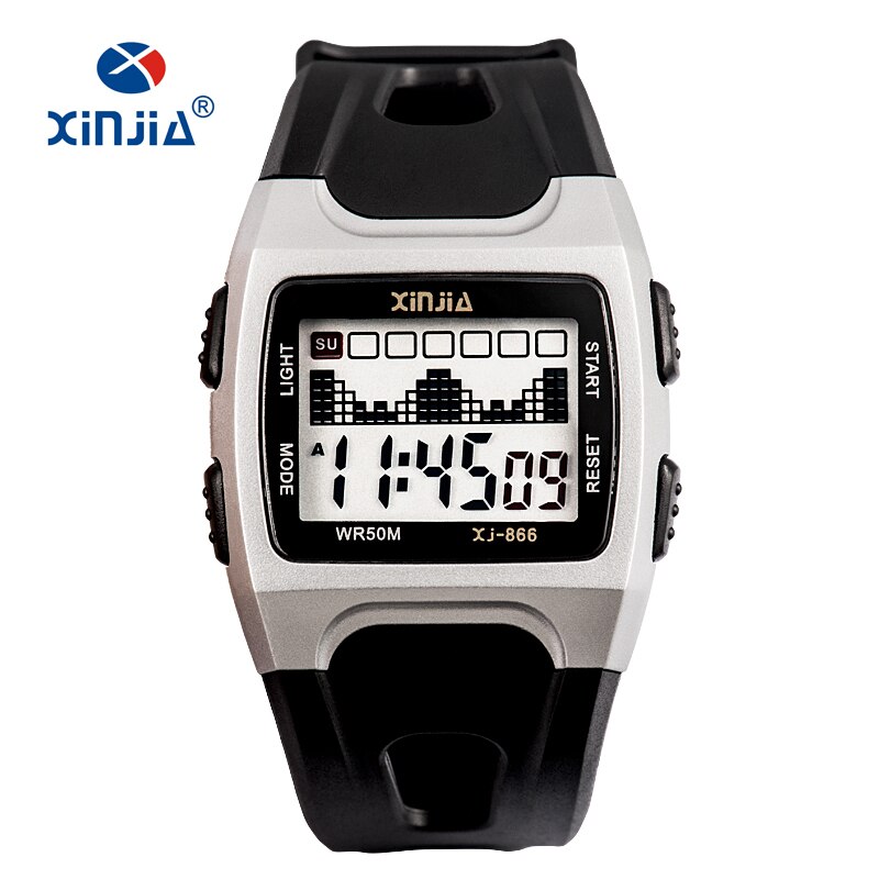 XINJIA Casual Jelly LED Digital Watch For Women Super 50M Waterproof Cute Children Kid Swimming Lady Plastic Shock: 9901Silver