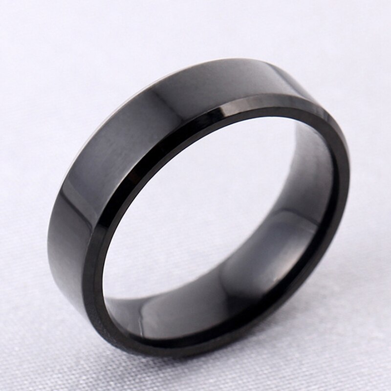 Anillos negros de acero inoxidable para mujer y hombre, joyería con abalorio,