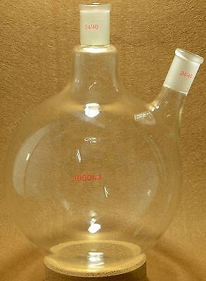 3000ml,24/40,Two-Neck,Round Bottom Glass Flask,Twins Necks,3L,Lab Boiling Vessel