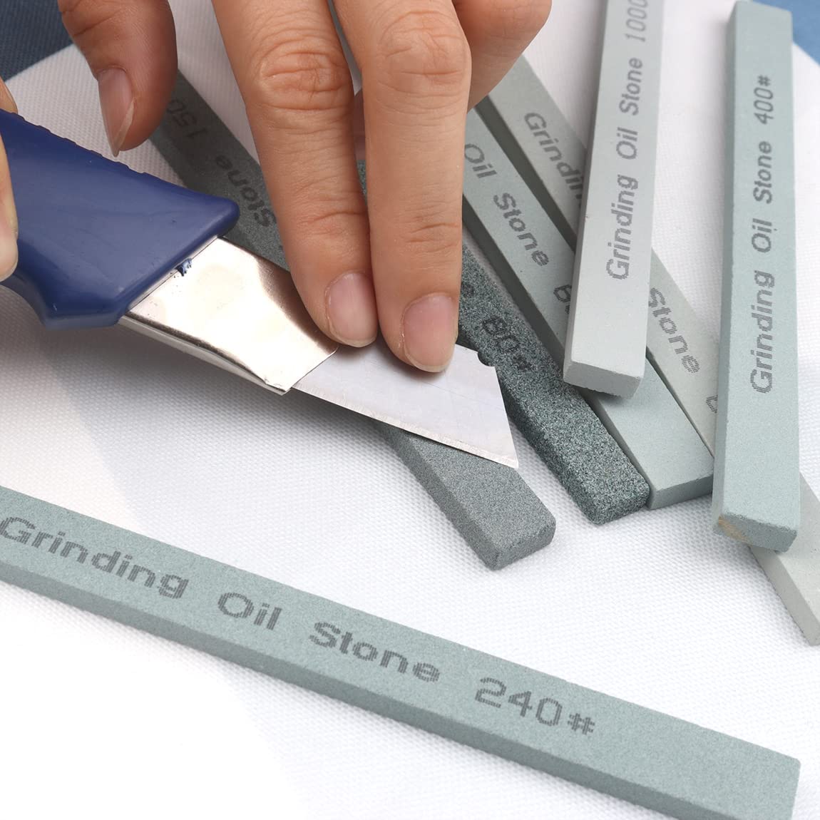 7 stks Slijpsteen Set Mes Slijpsteen Groen Siliciumcarbide Olie Steen Honing Steen 80 # 150 # 240 # 400 # 600 # 800 # 1000 #