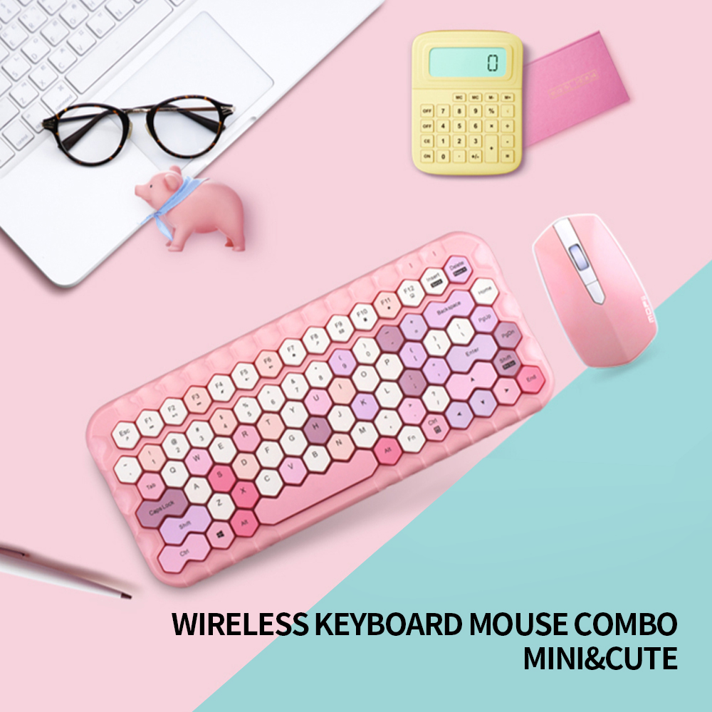 Mofii – ensemble clavier et souris miel 2.4G, 83 touches, couleur mixte, sans fil, avec capuchons de touches en nid d&#39;abeille, pour filles