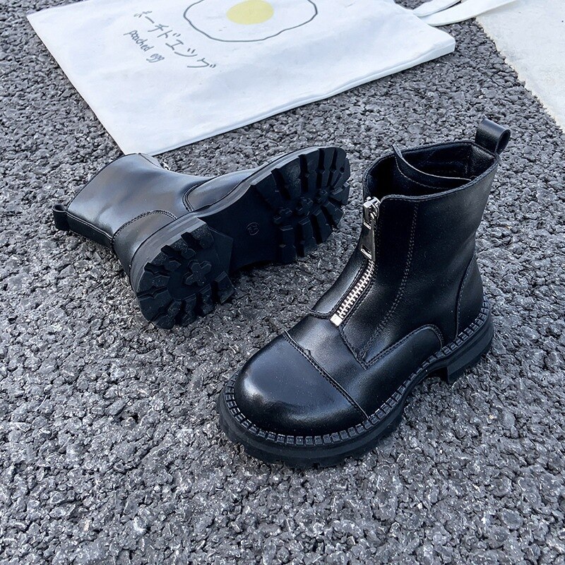 Zipper Children Boots Autumn Trend Martin Boots Girls Shoes Thick-soled Kids Boots Boys High-top Boots
