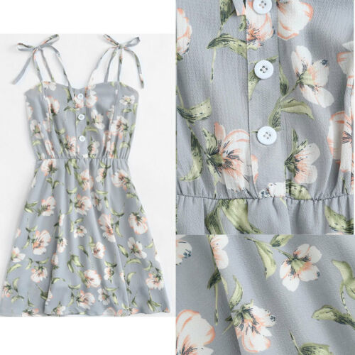 vrouwen Boho Bloemen Jurk Dames Chiffon Zomer Feestavond Strand Korte Mini Jurk Zonnejurk Nieuw in