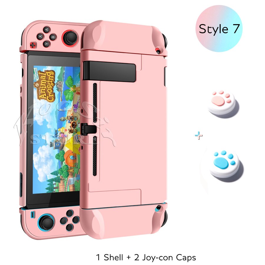 Funda desmontable bonita para Nintendo Switch, funda estilo bolso de piel dura con carcasa rosa para Nintendo Switch y Joy-con: Style 7