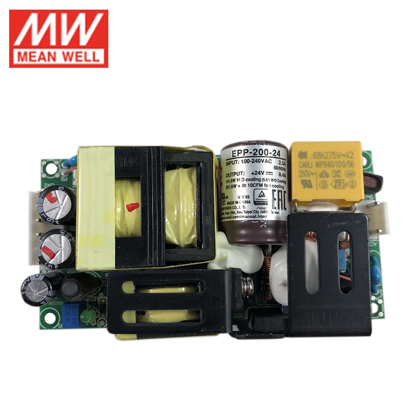 MEAN WELL EPP-200-24 200W 24V Industriële Open Frame Voeding 110 V/220VAC naar 24V DC 8.4A groene PCB power unit PSU met PFC