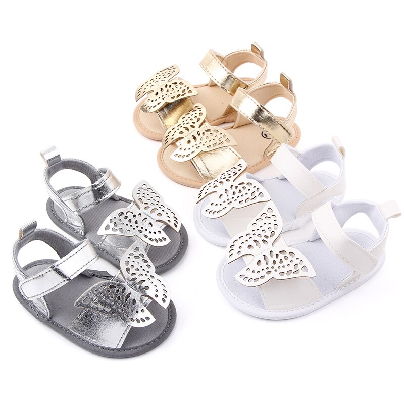 Sandalias de verano bonitas con de mariposa para niños y niñas, zapatos de piel sintética suave para niños pequeños, sandalias para primeros pasos, niños y niñas