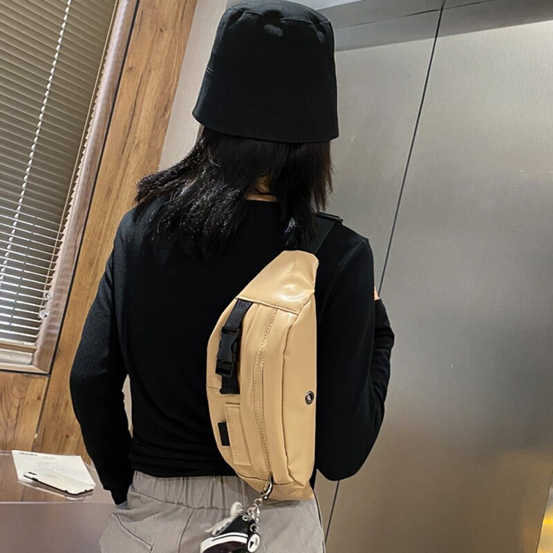 Pu leren heren schoudertas outdoor sport messenger bag waterdichte vrijetijdstas borsttas riem heuptas: Default Title