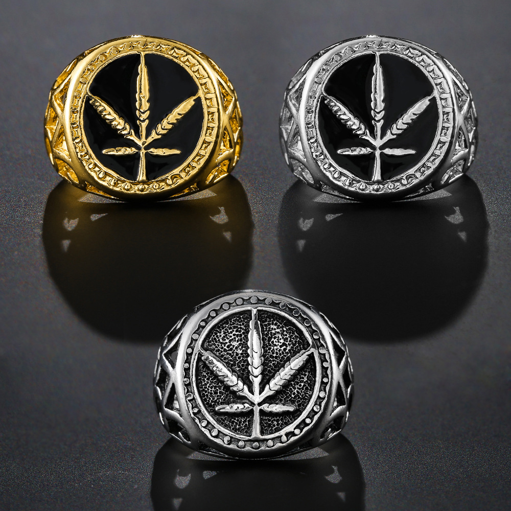 Chengxun Vintage Maple Bladeren Midden-oosten Sieraden Arabische Moslim Islam Ring Voor Mannen Vrouwen Retro Allah Ring Punk Antiek Goud