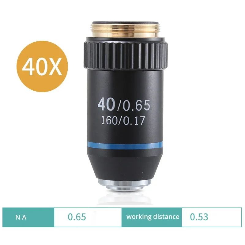 195 objetivo acromático 4X 10X 20X 40X 60X 100X lente objetivo de microscopio de RMS 20,2mm piezas de objetivo óptico: Plata