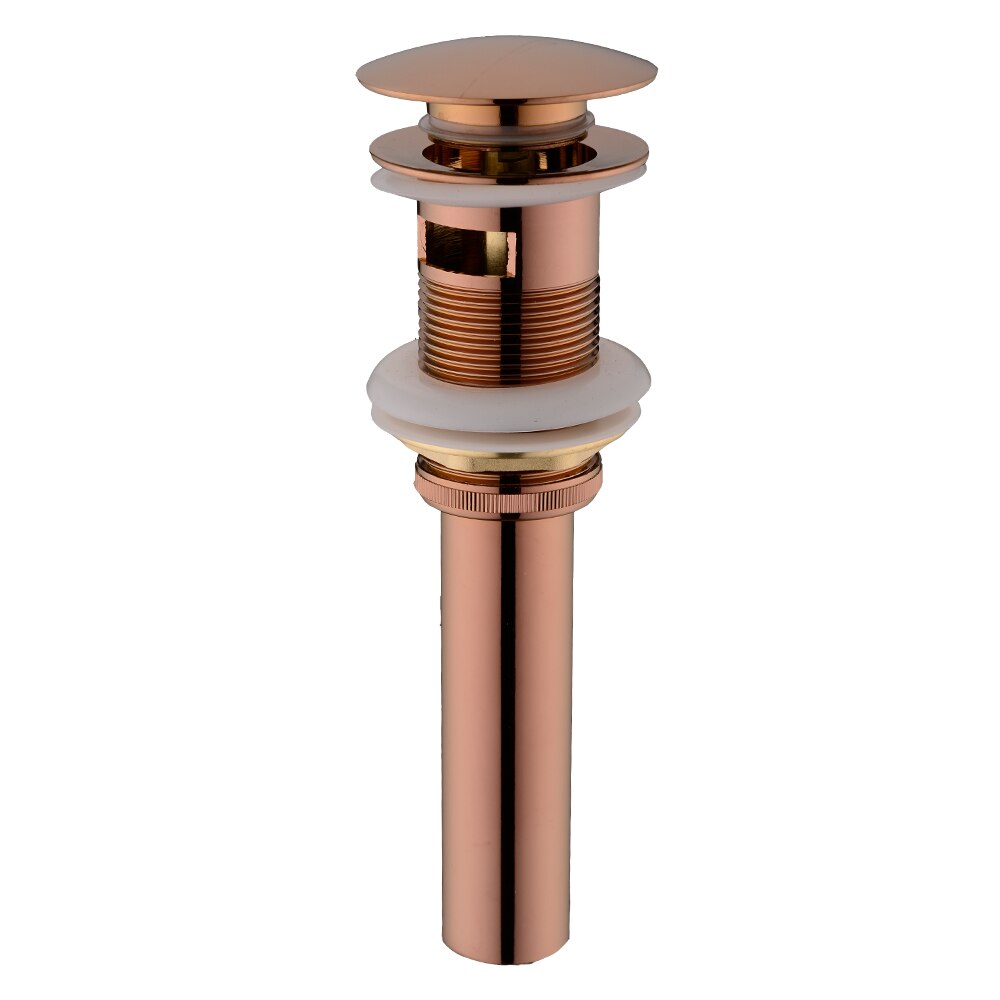 Rose Gold Fles Val Ronde Sifon Massief Messing P-TRAP Badkamer Ijdelheid Wastafel Pipe Afval Messing Pop Up Afvoer Met Over flow.: 83006RG