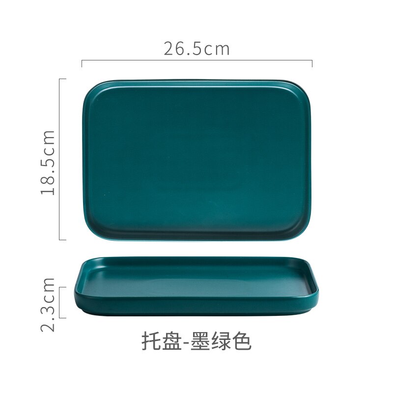 Ceramic Tray Black White Europe Food Fruit Breakfast rectangle Plate Jewelry Tray Dessert Dish Decoration Bathroom set trays WF: Green