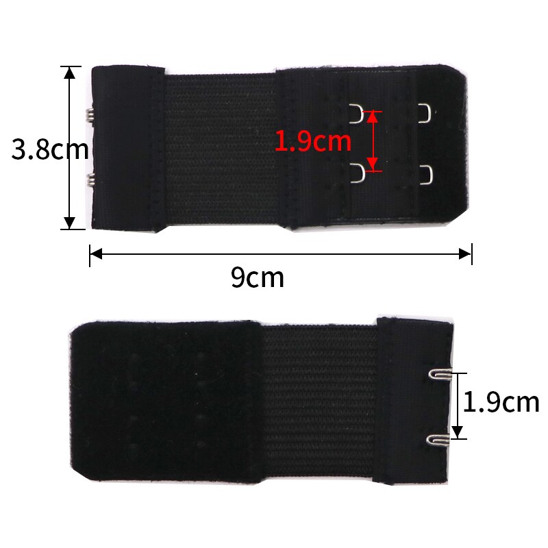 3pcs Elastic Soft Bra Extenders Extensions for a Bra Claps Buckle Expander 2 Rows 2 Hooks Women Underwear Bra Accessories: Black