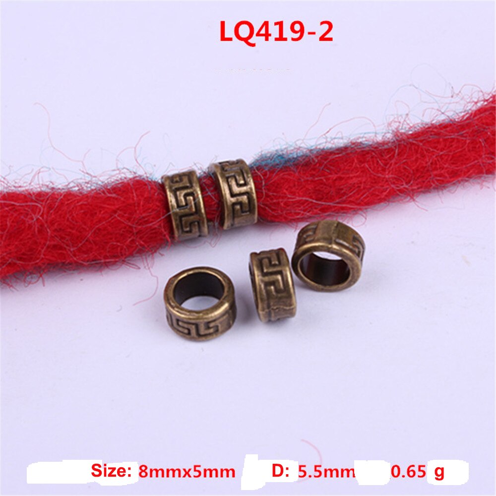 10Stck retro Silber Metall Haar flechten Furcht Dreadlock Bart Perlen Ringe Rohr ca 6mm Innen See Schmuck 15 stil: LQ419-2