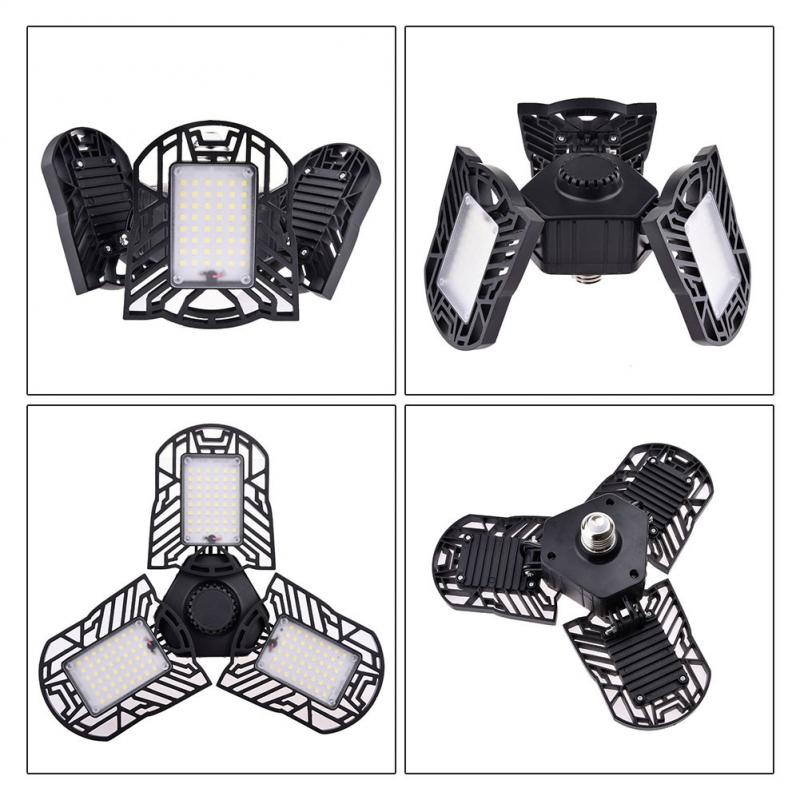 Superljus 60w/80w led garagelampa 360 grader led garagelampa deformerbar taklampa inomhus för garageverkstad fotboll